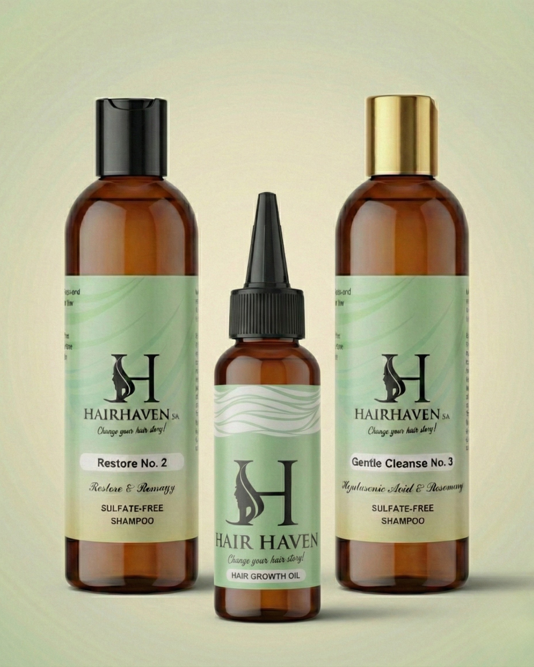 Hair Haven Hair Revival Trio Sulfate Free — sulfate free shampoo, conditioner and hair growth oil bundle